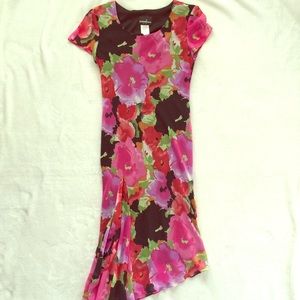 Romantic Floral Asymmetrical Chiffon Dress